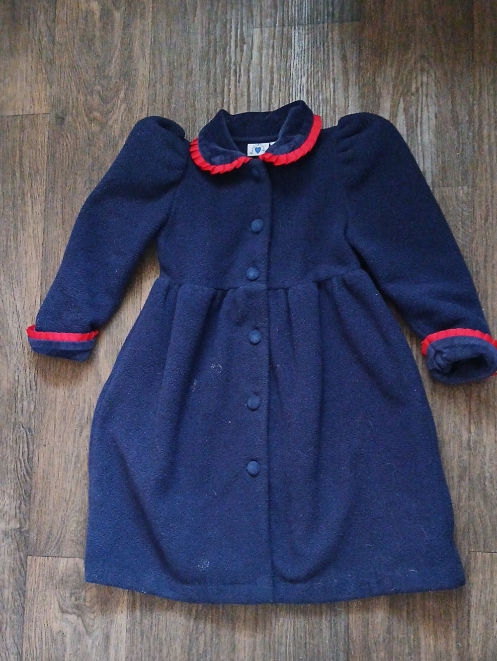 Vintage Girls hartstrings Navy Blue Fleece Petticoat.